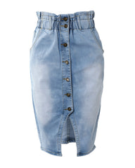 Sheath Sexy Summer Autumn Fashion Button Fly High Waist Denim Skirt Women Slim Casual Skirt Jeans
