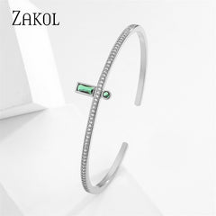 Fashion Cuff Green Crystal Bangles Bracelets