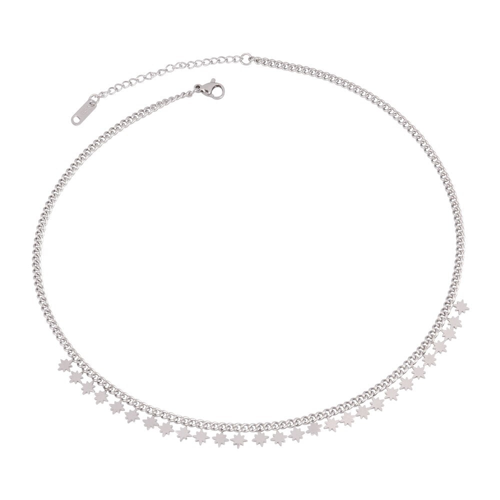 Round Geometric Pendant Necklace Choker