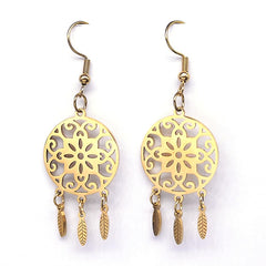 Feather Dream Catcher Stainless Steel Chain Necklaces Gold Color Long Necklaces Boho Jewelry sautoir femme long bohème N7021S01