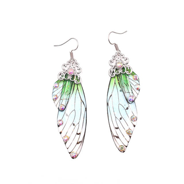 Elowen Butterfly Wing Rhinestone Drop Earrings