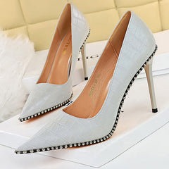 Rivet Pumps High Heels Stiletto Pu Leather Heels