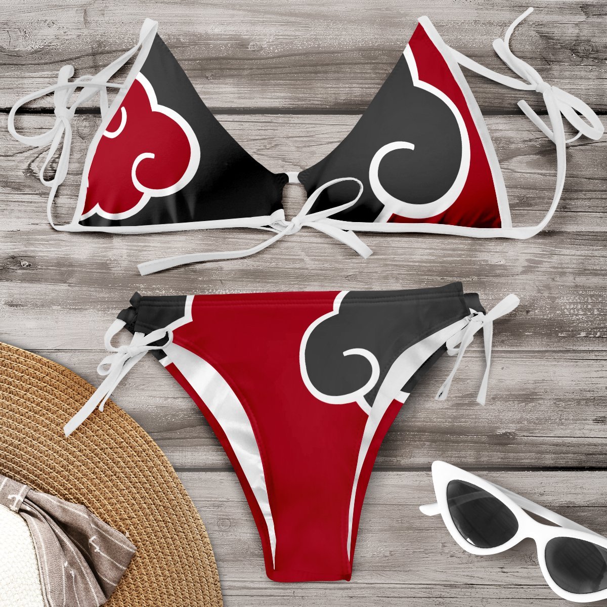 New Anime Konoha Hokage Kakashi Deidara Cosplay Costumes Swimsuit Akatsuki Red Cloud Symbol Panties Underwear Suspenders Bikini