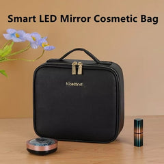 Smart LED Cosmetic Case with Mirror Cosmetic Bag Large Capacity