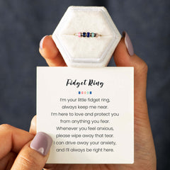 Enamel Beads Anxiety Ring With Card Colorful Adjustable Electrosilvering Fidget Ring Worry Stress Relief Stacking Finger Rings