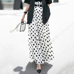 Yeezzi 2022 New Female Female Fashion Simple Original Wide Legs Polka-Dot Pleated Casual Loose Elegant Pants for Women