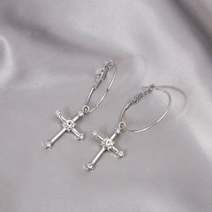 Hip Hop Korean Fashion Cross Earrings For Women Grunge Cross Ear Earrings серьги кресты Skeleton Crochet Punk Earrings Wholesale