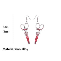 1Pairs Halloween Horror Bloodstain Scissors Axe Sharp Knife Dangle Earrings for Women Fashion Exaggerated Jewelry Party Gifts