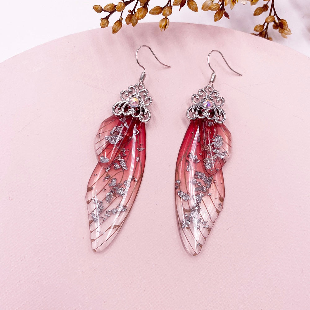 Elowen Butterfly Wing Rhinestone Drop Earrings