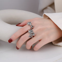 Ferocious Tiger Ring for Men Women Vintage Silver Color