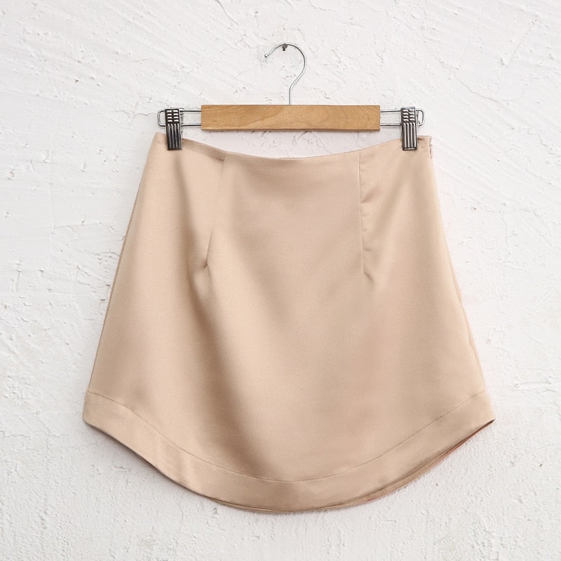 Elara Satin Side-Zip Mini Skirt One-piece