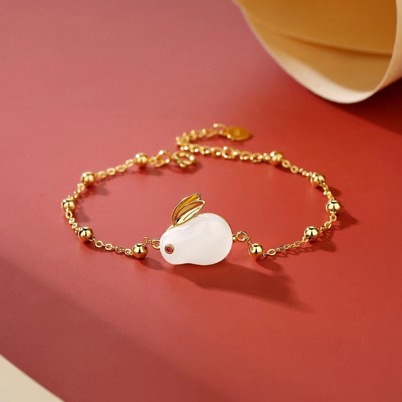 Chinese Style Lovely Rabbit Bracelet For Women Girl Festival High Value Gift Tiger Stone Link Chain Bracelet Jewelry Accessories