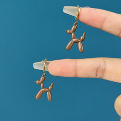 Cute Colorful Enamel Puppy Dog Hoop Earrings