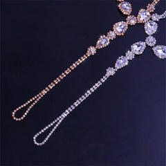 Rhinestone Toe Loop Anklet Silver Color/Gold Color Water Drop CZ Ankle Bracelet Barefoot Foot