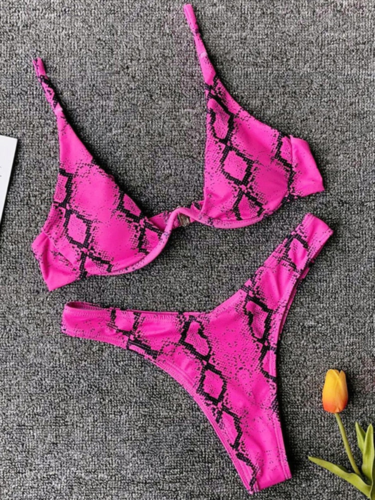 Solara V-Bar Underwire Ribbed Bikini Two-piece