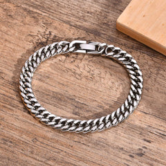 Vnox Men&#39;s Stainless Steel 8MM Link Chain Miami Cuban Bracelets for Male Boys Gifts Jewelry, Length 19cm/21.5cm