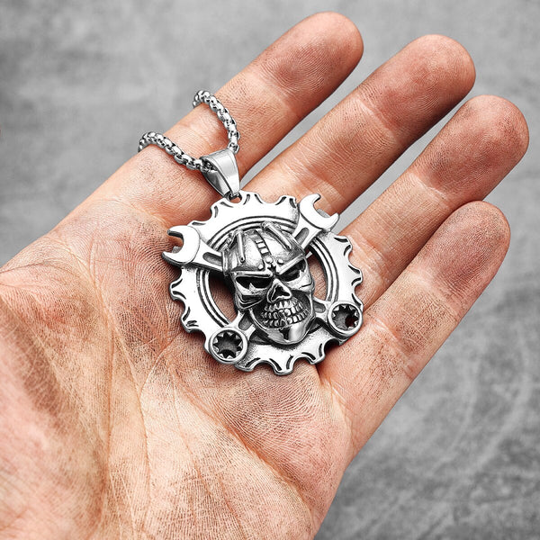 Axelle Gear Skull Stainless Steel Necklace