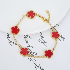 2023 Hot Selling New Design Simple Natural White Shell Five-leaf Petal Flower Bracelet Women&#39;s High Quality Jewelry Gift