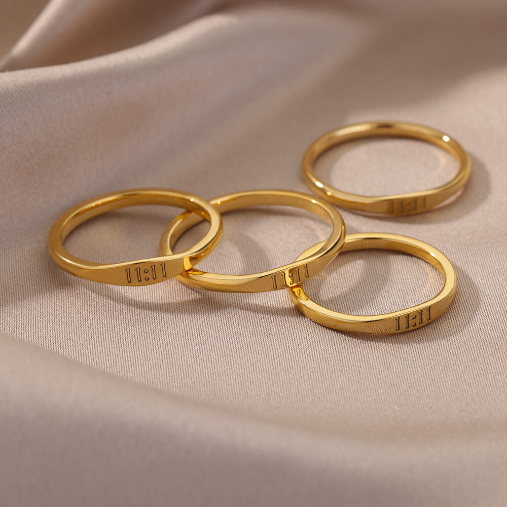 11:11 Angel Number Rings for Women Gold Plated Lucky Stainless Steel Ring Vintage Wedding Aesthetic Jewerly Gift anillos mujer