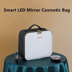 Smart LED Cosmetic Case with Mirror Cosmetic Bag Large Capacity