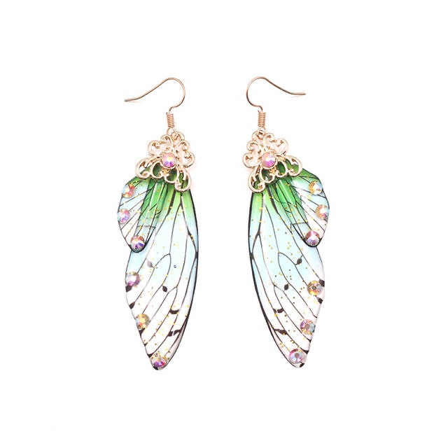 Elowen Butterfly Wing Rhinestone Drop Earrings