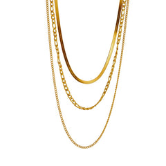 Gold Color 3 Chains Necklace