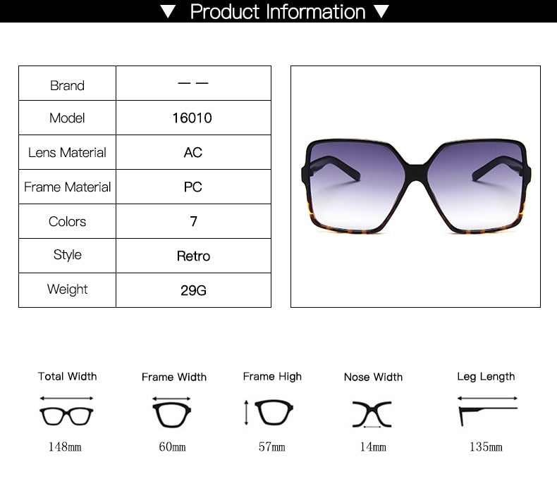 Capri Oversized Gradient UV400 Sunglasses