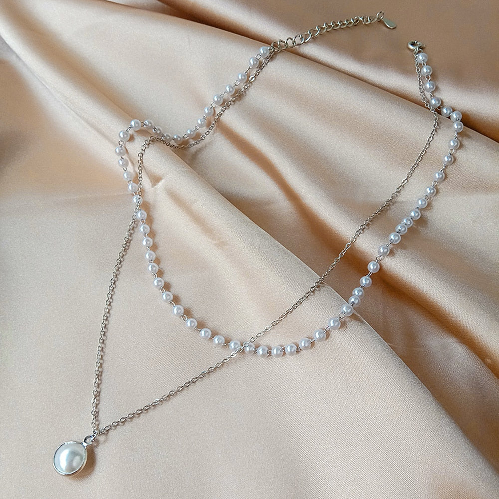 Beads Neck Chain Pearl Choker Necklace