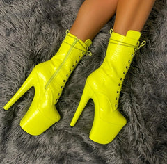 Super high with nightclub waterproof platform lacing sexy hate high short boots pole dance Stripper Heels