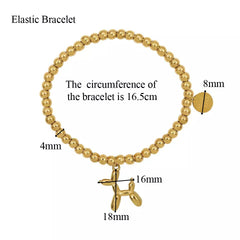 Bracelets Cute Style Balloon Dog Elastic Bracelet Good Luck Round Bead Puppy Bracelet For Women