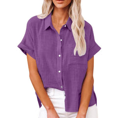 Button Lapel Cardigan Top Loose Long Sleeve Oversized Blouse