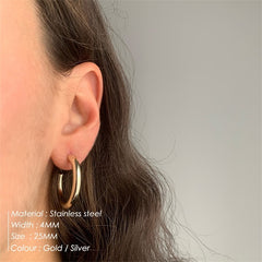 2022 New Stainless Steel Hoop Earrings for Women Stackable C Shape Gold Color Large Circle Punk Hip Hop Earring Fashion Jewelry