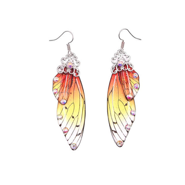 Elowen Butterfly Wing Rhinestone Drop Earrings