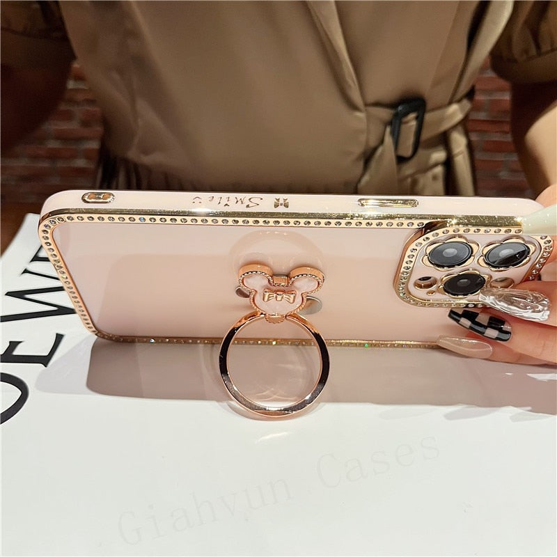 Bling 3D Crystal Holder stander Phone Case For iphone