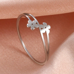 Skyrim Stainless Steel Small Elegant Flower Ring Women Bohemian Finger Rings 2023 Fashion Party Jewelry Birthday Gift for Lover