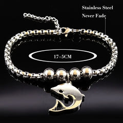 Fashion Dolphin Stainless Steel Bracelet for Women Chain Bracelet Silver Color Jewellery pulseras para las mujeres B17998S05