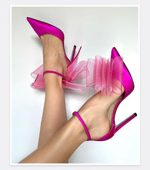 Big Butterfly-Knot Sandals High Heels Pumps Pointed Shoes Stiletto Shoe