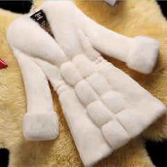 Top Quality Winter Coat for Women Windbreaker Plush Jackets 2022 Fashion Long Sleeve V-neck Faux Fur Coat