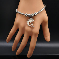 Fashion Dolphin Stainless Steel Bracelet for Women Chain Bracelet Silver Color Jewellery pulseras para las mujeres B17998S05