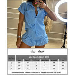 Fandy Lokar Casual Simple Blouses Suits Women Fashion Short Sleeve Pockets Suit Women Elegant Ruffle Shorts Suits Female Ladies