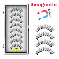 8PCS 4 Magnets Natural Mink Eyelashes false eyelashes magnetic eyelashes  Handmade Artificial With Tweezer Makeup Set