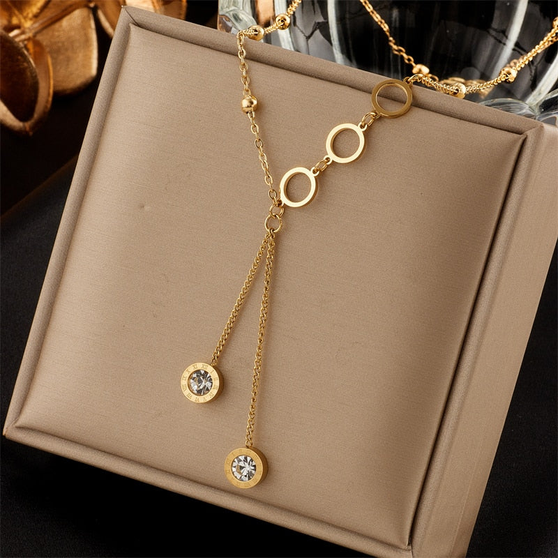 Long Stainless Steel Roman Necklace