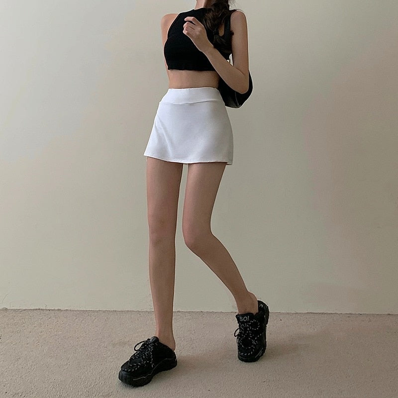 Serena High-Waist Split Tennis Mini Skirt One-piece