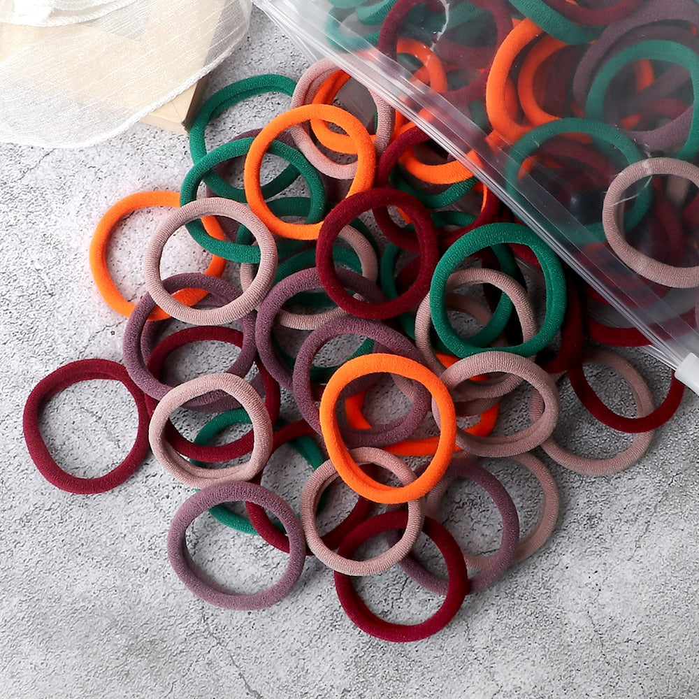50PCS/Set Basic Hair Bands Simple Solid Colors Elastic Headband Hair Ties