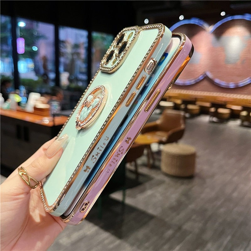 Bling 3D Crystal Holder stander Phone Case For iphone