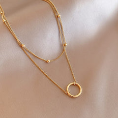 Double Layer Bead Annulation Necklace