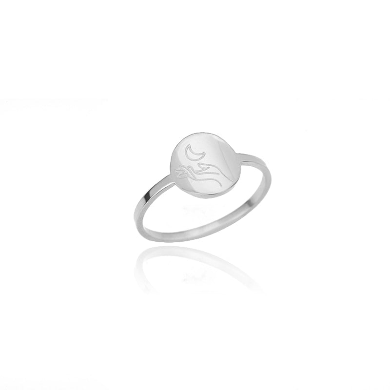 Stainelss Steel Sun Moon Rings For Women Aesthetic Gold Plated Wedding Couple Rings Christmas Jewelry Gift Anillos Wholesale