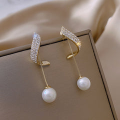 New Trendy Moon Dangle Earrings For Women Temperament Pearl Cherry Cat Rhinestone Pendant Earring Girl Party Jewelry Gift