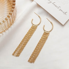 Lucile Gold Color Tassel Earrings