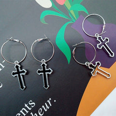 Hip Hop Korean Fashion Cross Earrings For Women Grunge Cross Ear Earrings серьги кресты Skeleton Crochet Punk Earrings Wholesale
